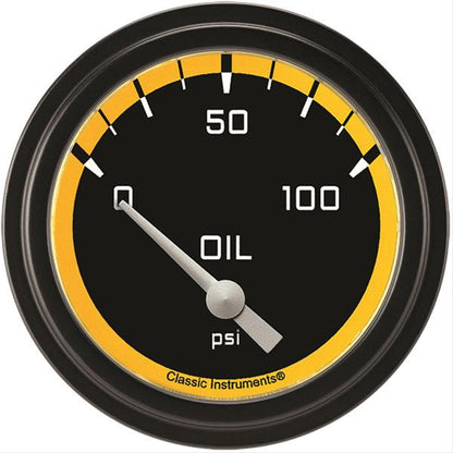 Classic Instruments AX281YBLF Autocross Yellow w/ Black Bezel 2 5/8" Oil Pres