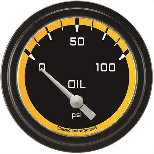 Classic Instruments AX281YBLF Autocross Yellow w/ Black Bezel 2 5/8" Oil Pres
