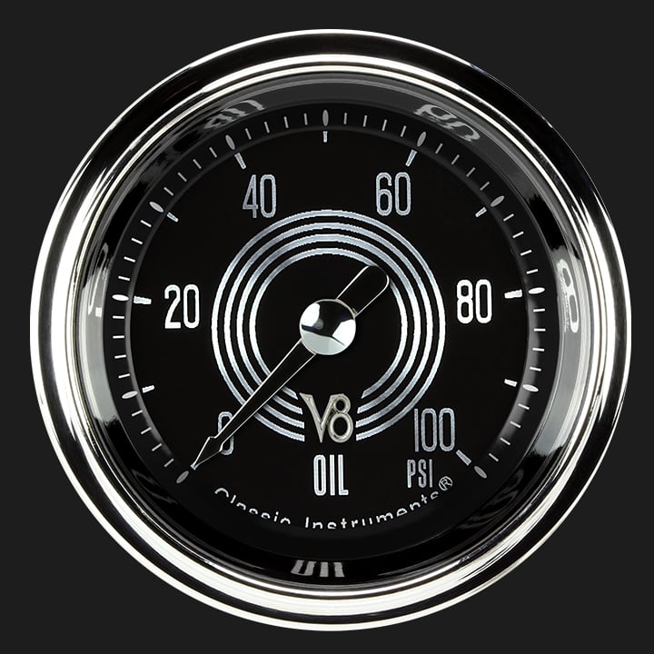 Classic Instruments V8SR181SHC V8 Speedster 2-1/8" Full Sweep Oil Pressure 100