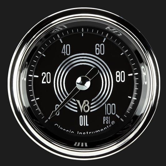 Classic Instruments V8SR181SHC V8 Speedster 2-1/8" Full Sweep Oil Pressure 100