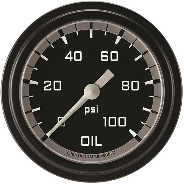 Classic Instruments AX381GBLF Autocross Gray 2 5/8" Oil Pressure Gauge