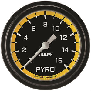 Classic Instruments AX398YBLF Autocross Yellow 2 5/8" Exhaust Gas Temp. Gauge