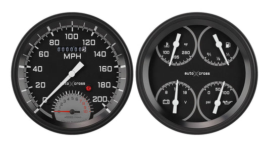 Classic Instruments AX62GBLF Autocross Grey - 2 Gauge Set 4-5/8" Speedtachular & Quad