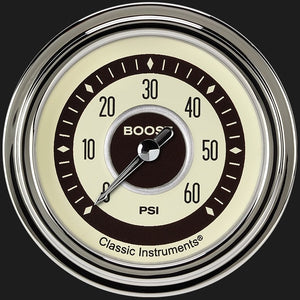 Classic Instruments NT343SLC Nostalgia VT 2 5/8" Boost Gauge, 60 psi