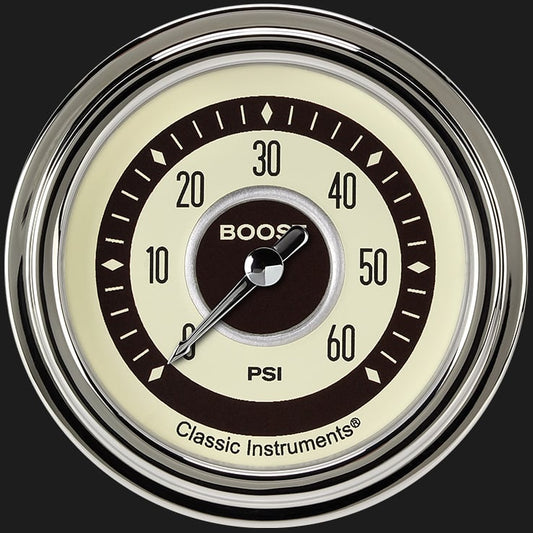 Classic Instruments NT343SLC Nostalgia VT 2 5/8" Boost Gauge, 60 psi