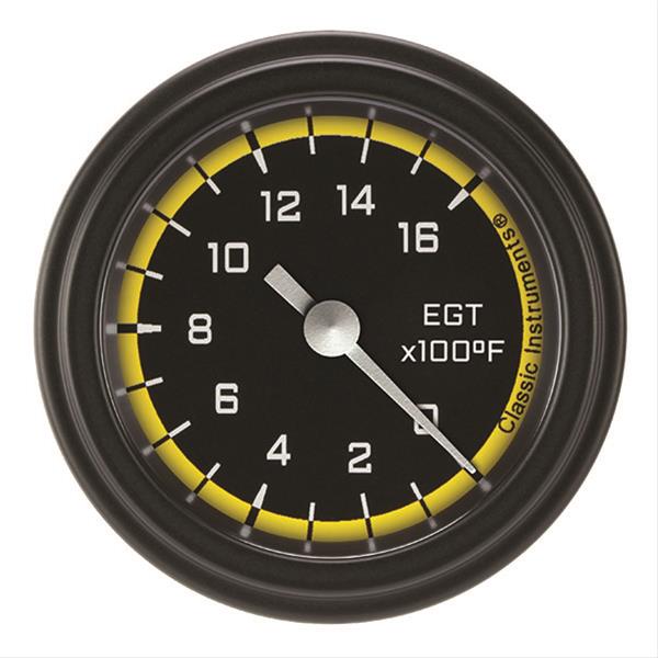 Classic Instruments AX198YBLF Autocross Yellow 2 1/8" Exhaust Gas Temp. Gauge