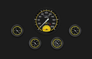 Classic Instruments AX165YBLF AutoCross Yellow Five Gauge Set 165