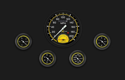 Classic Instruments AX165YBLF AutoCross Yellow Five Gauge Set 165