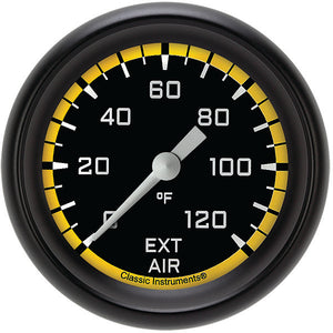 Classic Instruments AX399YBPF Autocross Yellow 2 5/8" External Air Temp. Gauge