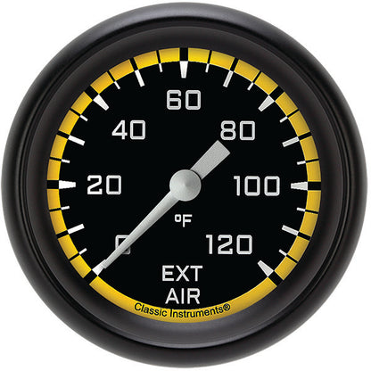 Classic Instruments AX399YBPF Autocross Yellow 2 5/8" External Air Temp. Gauge