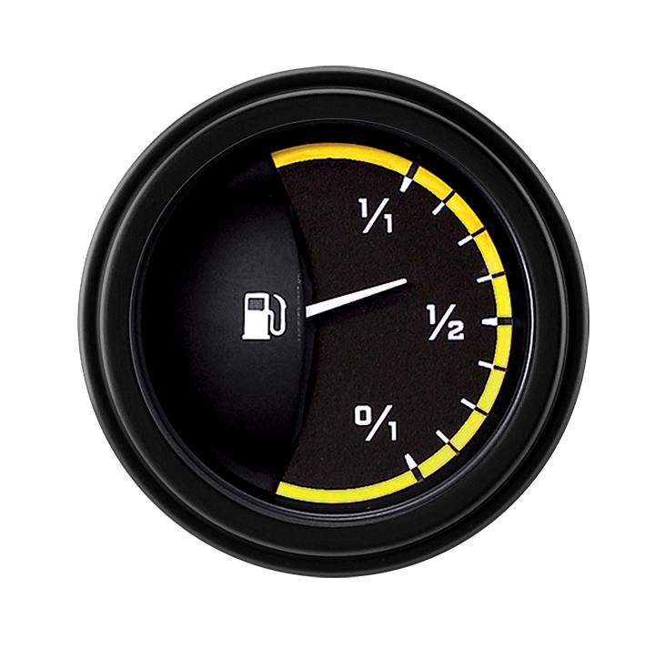 Classic Instruments AX11YBLF Autocross Yellow - Fuel Gauge 75-10 OHM 2-1/8"