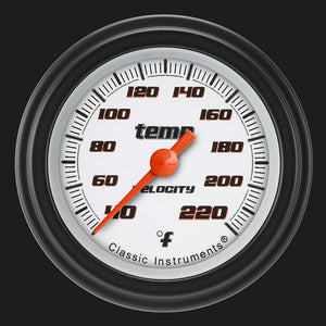 Classic Instruments VS129WBLF Velocity White 2 1/8" Stock Eliminator Temp. Gauge