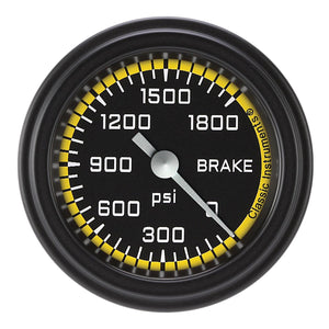 Classic Instruments AX167YBLF AutoCross Yellow 2 1/8" Brake Pressure Gauge