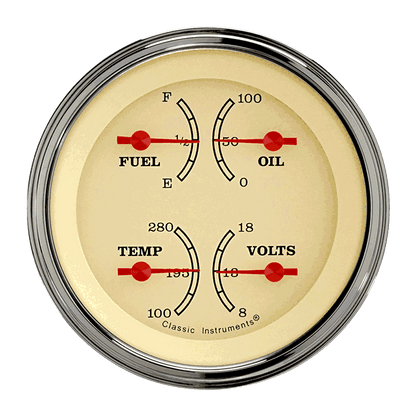 Classic Instruments VT73SLF Vintage - Quad Gauge 3-3/8" (75-10 OHM)