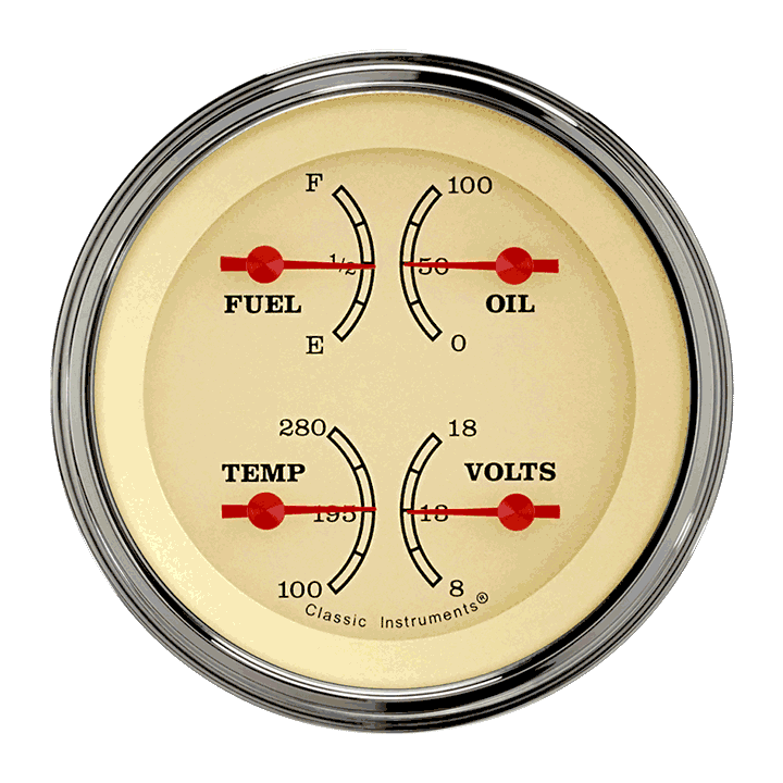 Classic Instruments VT79SLF Vintage Quad Gauge Fuel 0 - 90 OHM