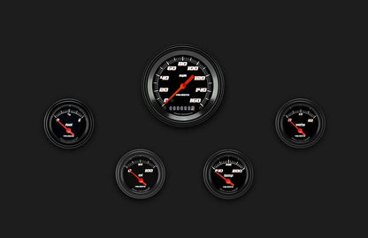 Classic Instruments VS00BBLF Velocity Black - 5 Gauge Set 3-3/8" Speedo, 2-1/18" Fuel, Oil, Temp, Volts