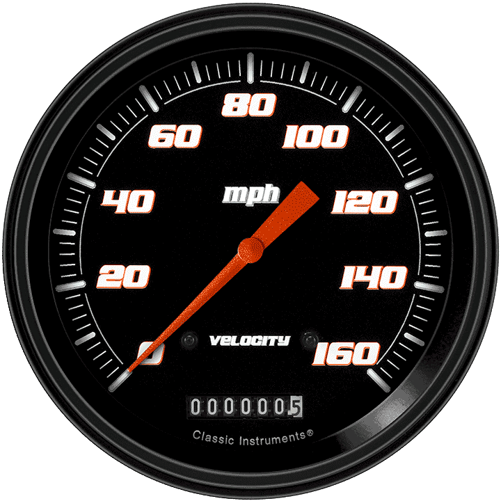 Classic Instruments VS56BBLF Velocity Black - Speedometer Gauge 4-5/8"
