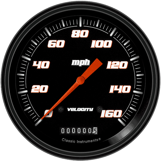 Classic Instruments VS56BBLF Velocity Black - Speedometer Gauge 4-5/8"
