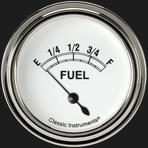 Classic Instruments CW211SLF Classic White 2 5/8" Fuel Gauge