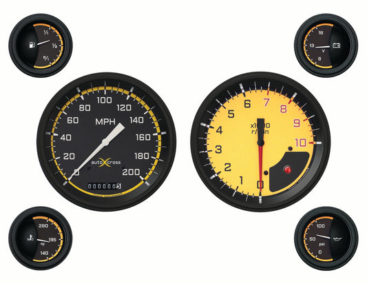 Classic Instruments AX51YBLF Autocross Yellow w/ Black Bezel 4 - 5/8" Speedo &