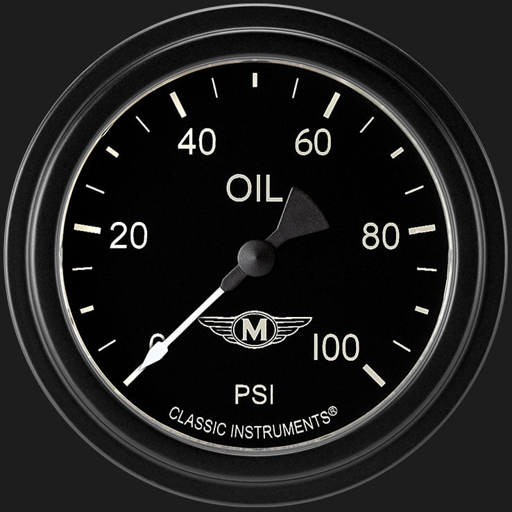 Classic Instruments MA381BLF Moal Bomber 2 5/8" Oil Pressure Gauge