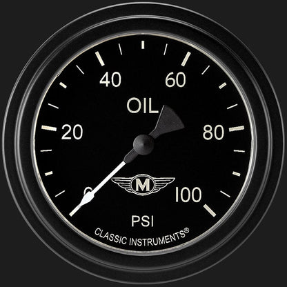 Classic Instruments MA381BLF Moal Bomber 2 5/8" Oil Pressure Gauge