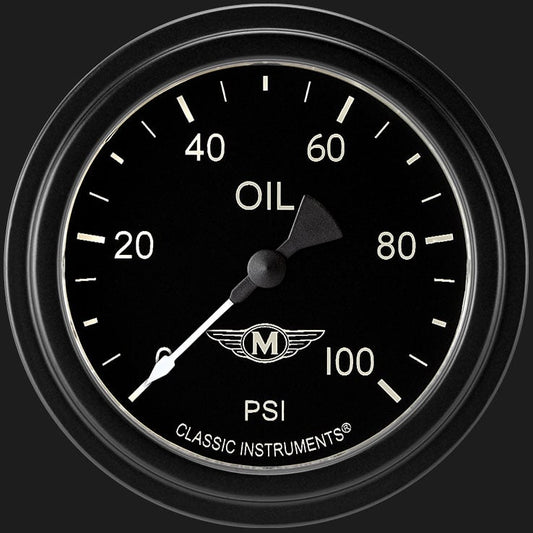 Classic Instruments MA381BLF Moal Bomber 2 5/8" Oil Pressure Gauge