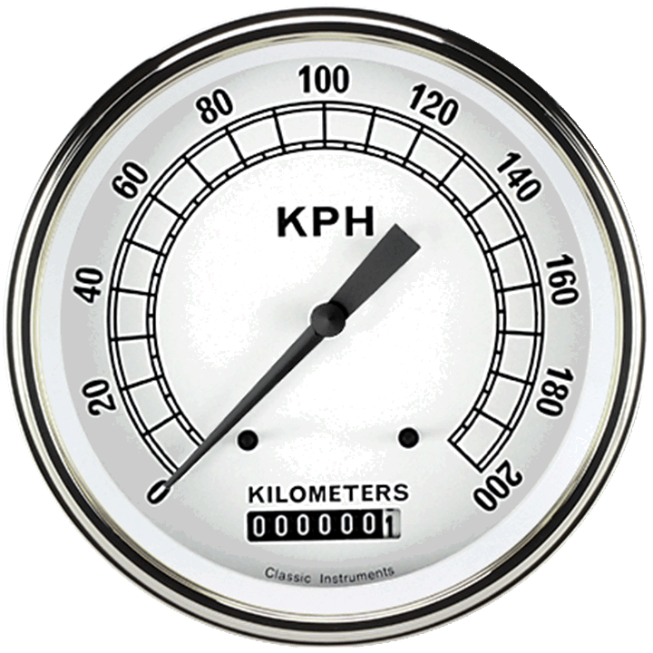 Classic Instruments CW58SLF Classic White - Speedometer Gauge 4-5/8" (stock KPH)