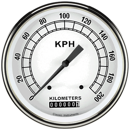 Classic Instruments CW58SLF Classic White - Speedometer Gauge 4-5/8" (stock KPH)