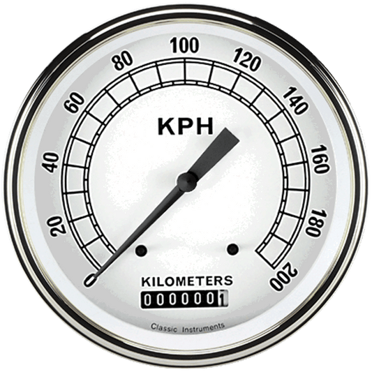 Classic Instruments CW58SLF Classic White - Speedometer Gauge 4-5/8" (stock KPH)