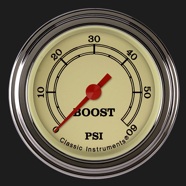 Classic Instruments VT143SLF Vintage 2-1/8" Boost Gauge, 60 psi