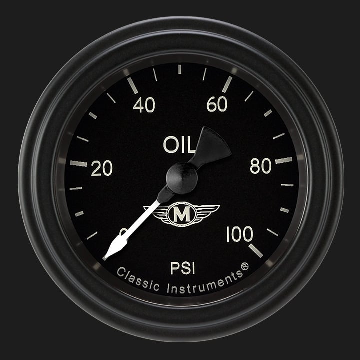 Classic Instruments MA181BLF Moal Bomber 2-1/8" Full Sweep Oil Pressure 100psi