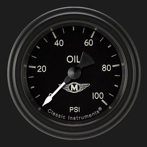 Classic Instruments MA181BLF Moal Bomber 2-1/8" Full Sweep Oil Pressure 100psi
