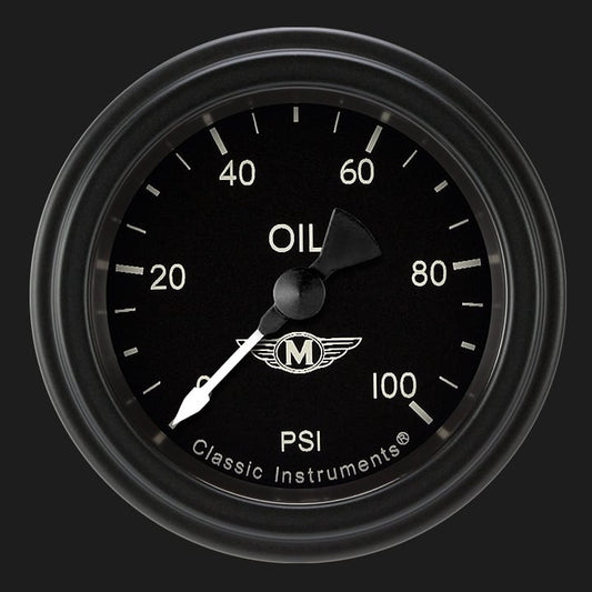 Classic Instruments MA181BLF Moal Bomber 2-1/8" Full Sweep Oil Pressure 100psi