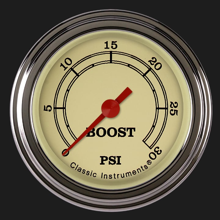 Classic Instruments VT142SLF Vintage 2-1/8" Boost Gauge, 30 psi