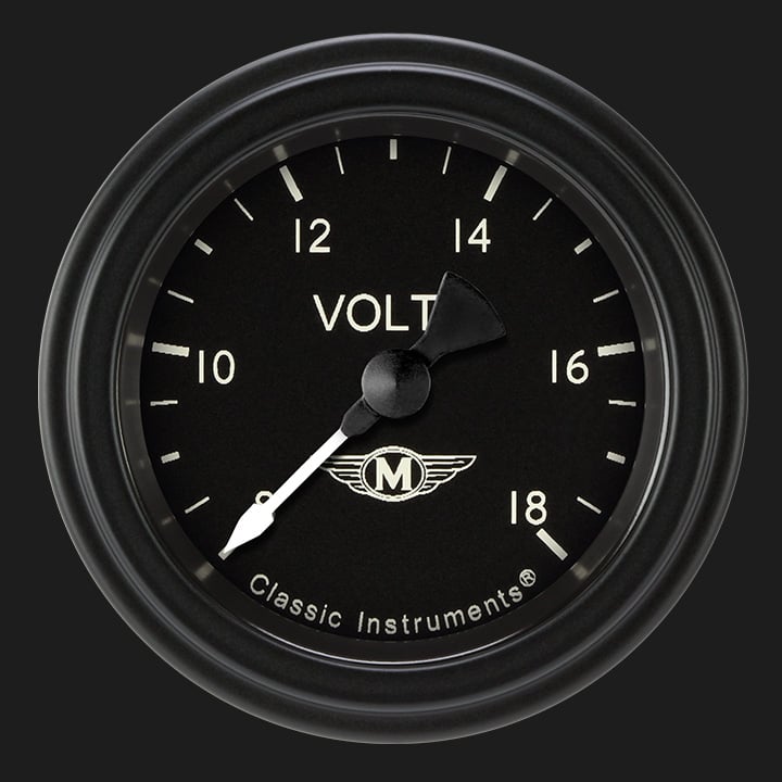 Classic Instruments MA130BLF Moal Bomber - Volt Gauge Full Sweep 2-1/8"