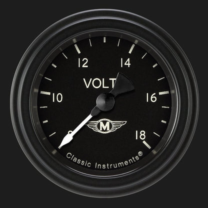 Classic Instruments MA130BLF Moal Bomber - Volt Gauge Full Sweep 2-1/8"