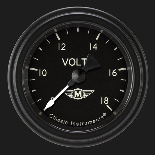 Classic Instruments MA130BLF Moal Bomber - Volt Gauge Full Sweep 2-1/8"