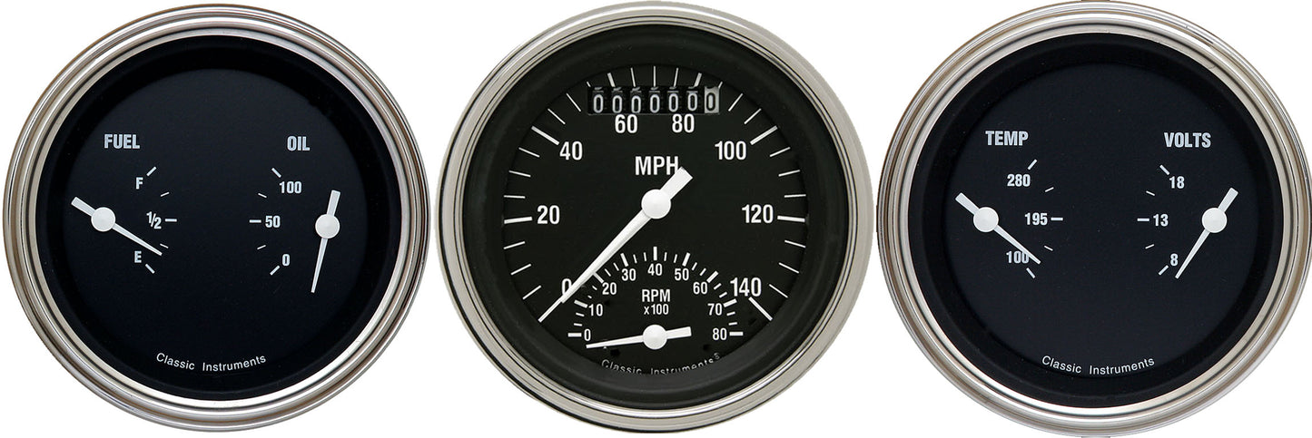 Classic Instruments HR34SLF Hot Rod Three Gauge Set