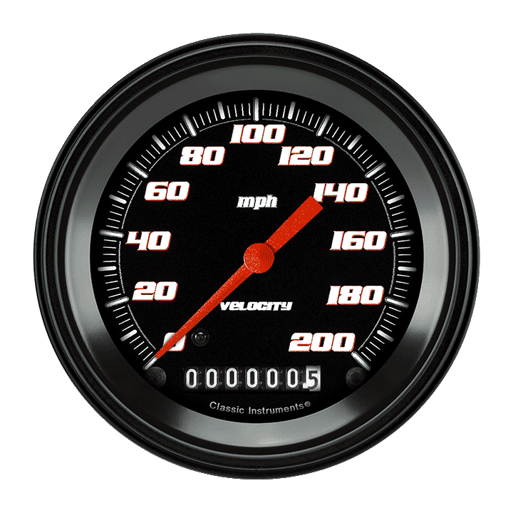 Classic Instruments VS57BBLF Velocity Black - Speedometer Gauge 3-3/8"