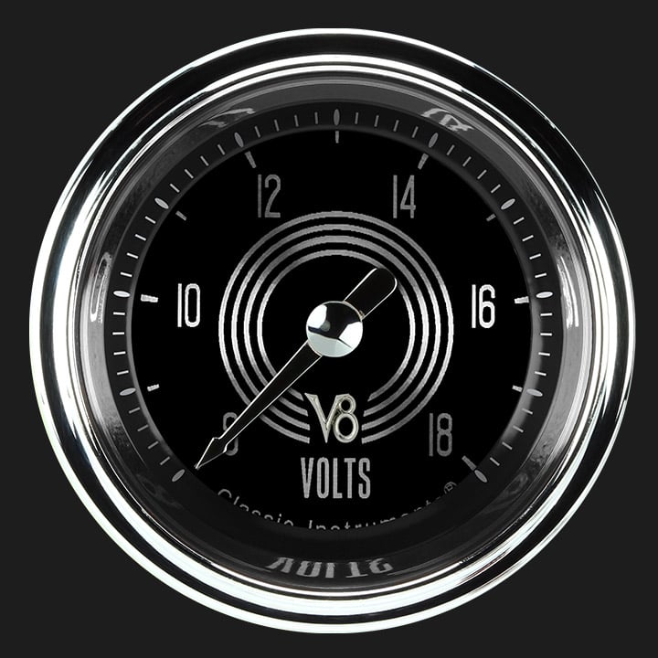 Classic Instruments V8SR130SHC V8 Speedster 2-1/8" Full Sweep Volt