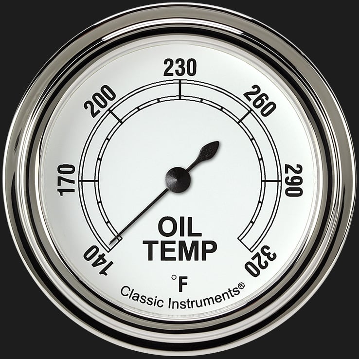 Classic Instruments CW328SLF Classic White 2 5/8" Oil Temperature Gauge