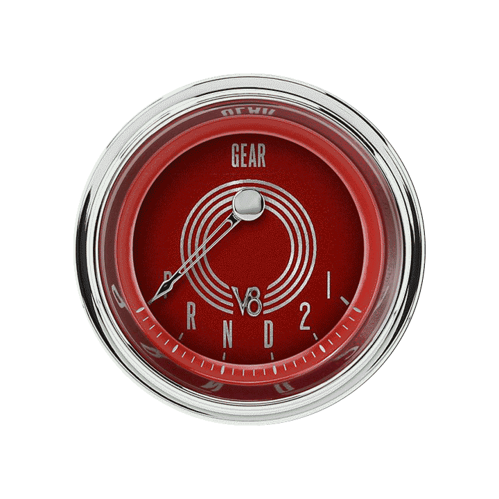 Classic Instruments V8RS07SHC V8 Red Steelie - Gear Indicator Gauge no Overdrive 2-1/8"