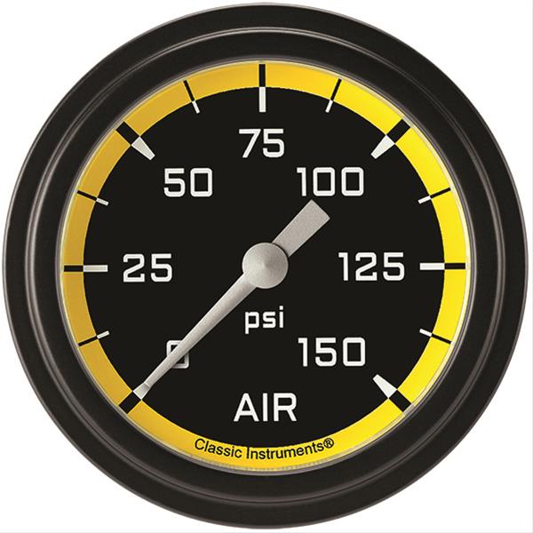 Classic Instruments AX318YBLF Autocross Yellow 2 5/8" Air Pressure Gauge