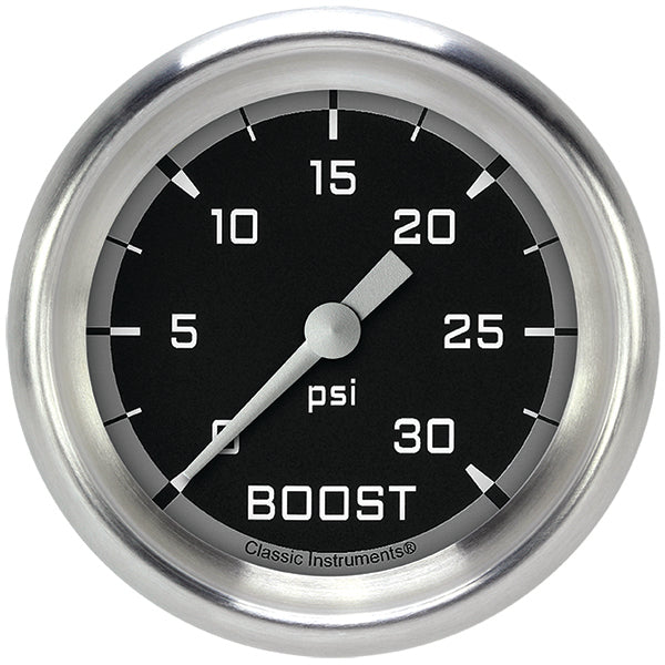 Classic Instruments AX342GAPF Autocross Gray 2 5/8" Boost Gauge, 30 psi