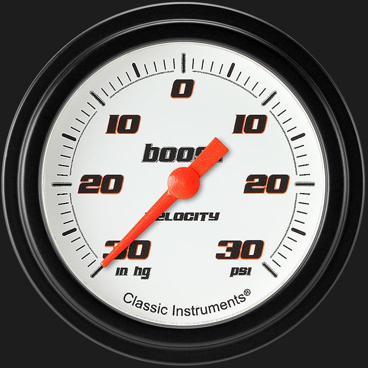 Classic Instruments VS341WBLF Velocity White 2 5/8" Boost/Vac Gauge