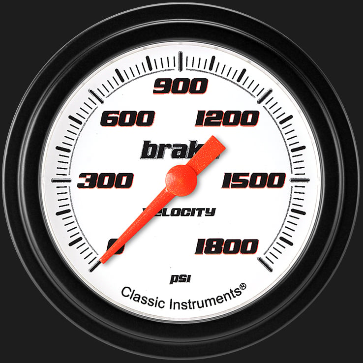 Classic Instruments VS367WBLF Velocity White 2 5/8" Brake Pressure Gauge