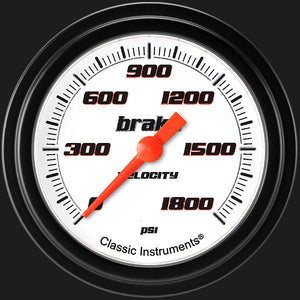 Classic Instruments VS367WBLF Velocity White 2 5/8" Brake Pressure Gauge