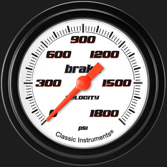 Classic Instruments VS367WBLF Velocity White 2 5/8" Brake Pressure Gauge