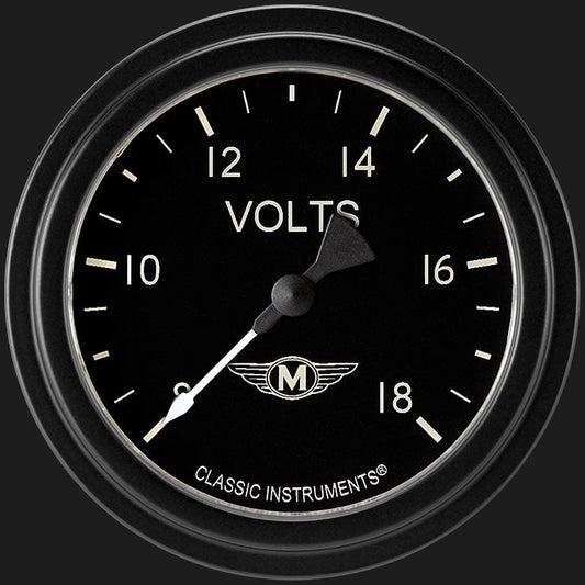 Classic Instruments MA330BLF Moal Bomber 2 5/8" Voltage Gauge